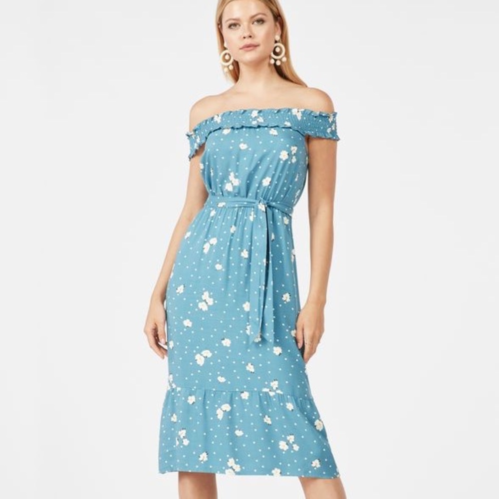 Off Shoulder Smocked Dress